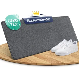 Bodenständig Schuhparkplatz Fußmatte Grau 100x33 cm – rutschfeste Schuhmatte & Waschbarer Schuhteppich mit Gummiunterseite – Flache Abtropfmatte für Flur & Eingang – Schutz vor Nässe & Schmutz