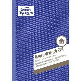 AVERY Zweckform 148 x 210 mm Haushaltsbuch (A5, mit Jahresübersicht, 36 Blatt) weiß