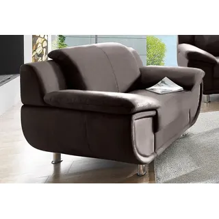 TRENDMANUFAKTUR Sessel »Rondo, Breite 121 cm, breite Armlehnen, Füße chromfarben« Big-Sessel wahlweise mit Federkern, bequem braun