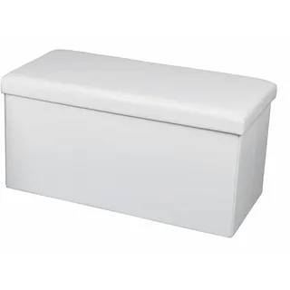 Echtwerk Sitzbank, Faltbare Polsterbank aus hochwertigem Kunstleder, Sitzhocker mit Aufbewahrungsfunktion, Für Wohnzimmer/Schlafzimmer, Weiß