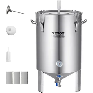 Vevor Bierbrauanlage Bierbraugerät Kessel aus Edelstahl 60 L Bierfermenter, Braueimer-Fermenter zum Brauen, Heimbrauzubehör mit Sockel, Kessel-Suppentopf inkl. Deckel, Griff, Ventil, Zapfhahn