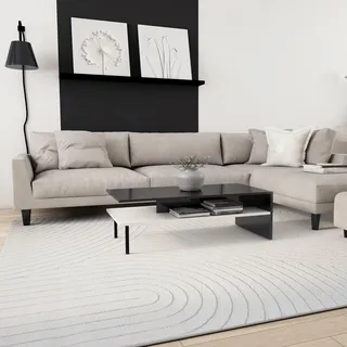 VIMODA Teppich Modern Wohnzimmer Kurzflor Läufer 3D Hoch&Tief Effekt Weich Pflegeleicht Muster, Maße:120x170 cm