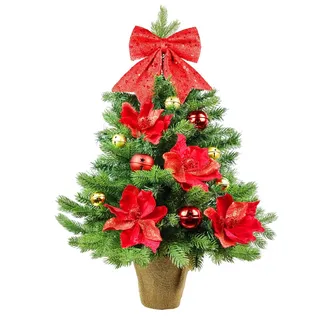 Geschmückter künstlicher Weihnachtsbaum PEASANT 60 cm mit LED-BELEUCHTUNG IM TOPF - Bunt
