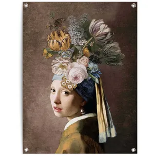 Poster REINDERS "Vermeer Blumenmädchen mit dem Perlenorhrring", bunt (farbe bild(er): bunt), B:60cm H:80cm T:0,1cm, Leinwand, Bilder, Poster, Outdoor für Garten oder Balkon