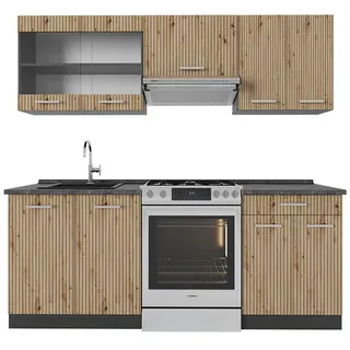 Vicco Küchenzeile R-Line 200 cm Anthrazit Artisan Eiche