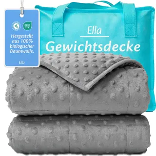 Ella Gewichtsdecke Kinder 3,2 kg 100x150 cm - Therapiedecke, für Stressabbau & Angstzustände, Hypoallergene Glasperlen, weiche & kühlende Baumwoll- Außenschicht, für Kinder von 25-40 kg - Grau Minky
