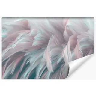 Muralo Fototapete Für Schlafzimmer Bunte Federn 3D 405x270cm , Blau, Rosa, Türkis , Papier , Abstrakt , Rechteckig , 405x270 cm , Tapeten & Wandverkleidungen, Fototapeten