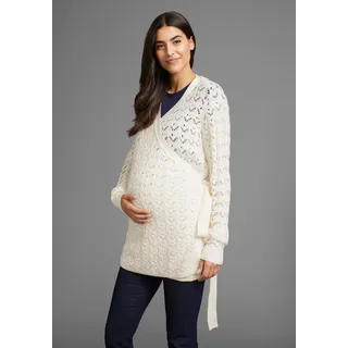 NEUN MONATE Umstandsstrickjacke », Für Schwangerschaft und Stillzeit«, Wickelstrickjacke in Ajourmuster, beige