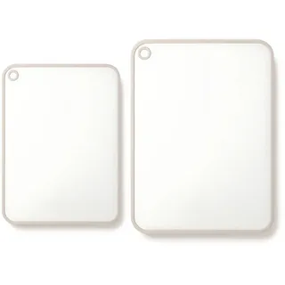 CLOVE 2er Set Schneidebrett Kunststoff Groß Spülmaschinenfest BPA-Frei Cremeweiß Groß 40x30cm Klein 34x24, 10mm Dicke Solide Schneidebretter PP Großes Rutschfest für Küche mit Saftrille Fleisch (L+M)