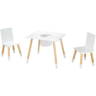 roba Kindersitzgruppe 3-tlg. aus Holz mit Aufbewahrungsnetz weiß