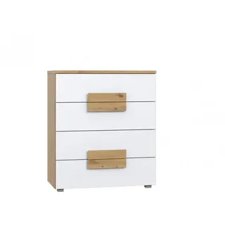 Furniture24 Kommode ARKINA LBLK34 mit 4 Schubladen, Schubkastenkommode, Schubladenkommode für Kinder und Jugendzimmer Artisan Eiche/Weiß - Weiß