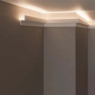 Grand Decor LED Decken- und Wand-Stuckleisten (4 lfm - KH902) für indirekte Beleuchtung mit LED-Streifen | Dekorative, vorgefertigte Duropolymer(besser als Styropor) (4 x 1 m)