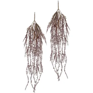 Flair Flower Perlenschnur mit Blätter Dekohänger Zweig Dekozweig Beeren Dekoration Ranke Rebe Hänger Girlande hängende Kunstpflanze Weihnachtsdeko Pflanzen Zimmerpflanze, 021138RSH, Rosé, 65x12x7 cm