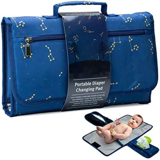 Faltbare Wickelunterlage, Baby Wickelunterlagen für Unterwegs, Tragbare Wickelunterlage, für unterwegs Babys Wickeln auf Reisen Wickeltisch Waschbare Atmungsaktiv Komfortable (blau)