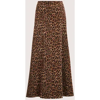 Maxirock MADELEINE "Maxirock Eleganter Samtrock im Leo-Design", Damen, Gr. 34, bunt (schwarz, braun, multicolor), Obermaterial: 92% Polyester PES. 8% Elasthan EL., Modern, ausgestellt, Röcke Maxirock, Langer Samtrock im Animaldessin