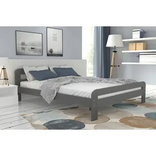 Holzbett Bett Doppel graphit Lattenrost Bettgestell MDF Matratze Kaltschaum, Matratze:ohne Matratze, model:160x200 cm - Grau