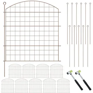 Relaxdays Teichzaun 78 x 75 cm 10-teilig braun