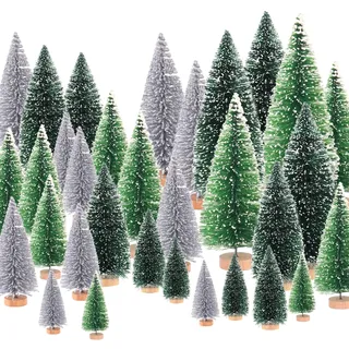 30 Stück Weihnachtsbaum Weihnachtsdeko Künstlicher Klein Tannenbaum Deko Weihnachtsbäume Tischdeko Weihnachten Christmas Tree Christbaum Decorations(Silber+grün+Dunkelgrün)