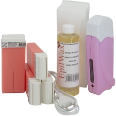 EpilWax Komplettes Einweg-Wachs-Haarentfernungsset Roll-On Solo rosa mit großem Rad 100 ml Wachspatrone - für Beine, Achseln und Körper