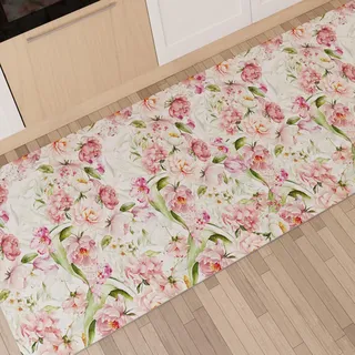 PETTI Artigiani Italiani - Teppich für Küche, rutschfest, waschbar, Läufer für Küche, Teppich, Küchenläufer, 52 x 340 cm, Design Shabby Pois, 100% Made in Italy