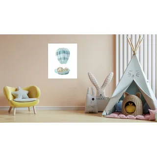 LÜTTENHÜTT Bild mit Rahmen "oder Poster, Schlafender Hase in Heißluftballon", Ballonfahren Fantasy Heißluftballon Tiere 1 Stk. tlg. HD Premium Druck, farbe bild(er): bunt