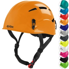 ALPIDEX Universal Kletterhelm für Jugendliche und Erwachsene EN12492 Klettersteighelm in unterschiedlichen Farben, Farbe:Sunset orange