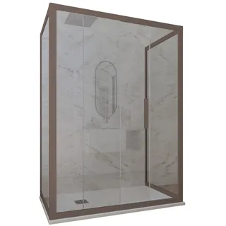 DREISEITIGE DUSCHKABINE KLARGLAS CHOCOLATE PROFIL 75X170X75 CM MOD. DECO TRIO