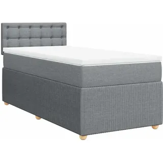 vidaXL Boxspringbett mit Matratze Hellgrau 90x200 cm Stoff