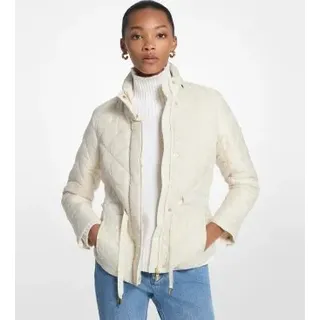 Michael Kors für Damen. MT520IB3SB Wattierte Jacke mit Gürtel in Gebrochenes Weiß (S), Lässig, Recyceltes Polyester