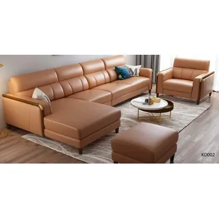 Sitz Möbel Wohnlandschaft Luxus Kunstleder Ecksofa L-form Polster Möbel Garnitur - Hellbraun