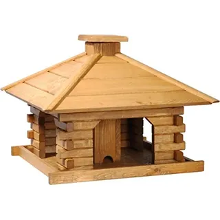 Dobar Rustikales XL-Vogelfutterhaus im Blockhaus-Stil mit Holzdach