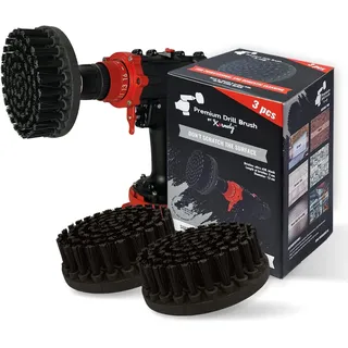 Kornely Premium Bohrbürste Professional – Extra-Hart 13 cm Schwarz 3er-Set | Kratzfreie Heavy-Duty Reinigungsbürsten für Beton, Ziegel, Stein, Metall, Garage, Grills, Rost und Bauwerkzeuge