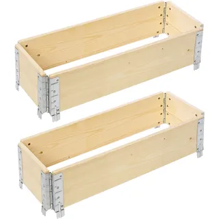 Garronda 2 Stück Holzaufsatzrahmen für Palette Aufbewahrungskiste aus Holz Hochbeete Holzkiste Natural 80/30 - Naturbelassen