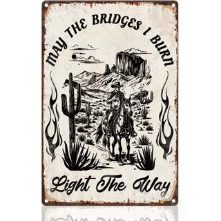 Blechschild Mit Western Cowboy Reitpferd Retro Metall Wanddekoration 20 x 30cm Cowboy Wüstenkaktus Wandkunst Poster Für Zuhause Kaffee Cafés Badezimmer Galerie Männerhöhle Büro Dekor Geschenk