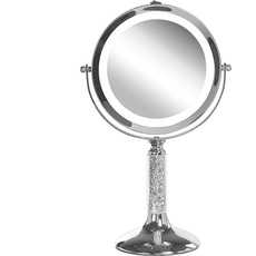 Beliani, Kosmetikspiegel, Kosmetikspiegel Lumarko LED-Kosmetikspiegel ø 18 cm silber BAIXAS.