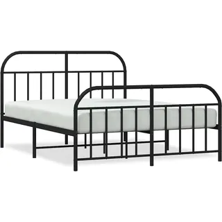 vidaXL Metallbett ohne Matratze mit Fußteil Schwarz 180x200 cm - Schwarz