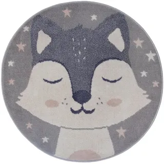 HANSE HOME Kinderteppich »Adventures Fox«, rund, 8 mm Höhe, Spielteppich, fest, Kinderzimmer, Kurzflor, Spielunterlage grau