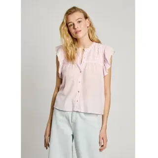 Pepe Jeans für Damen. PL305028 Fließende Bluse Diallo rosa (S), Lässig, Baumwolle, Kurzarm