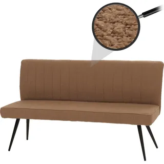 Sitzbank HWC-K16, Esszimmerbank Bank Polsterbank, Rückenlehne Stoff/Textil Bouclé Metall 160cm braun - Braun