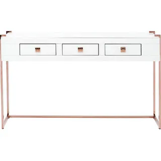 Kare-Design Konsolentisch , Weiß, Roségold , Metall, Glas, Holzwerkstoff , Uni , 3 Schubladen , 40x82x134 cm , Wohnzimmer, Wohnzimmertische, Konsolentische