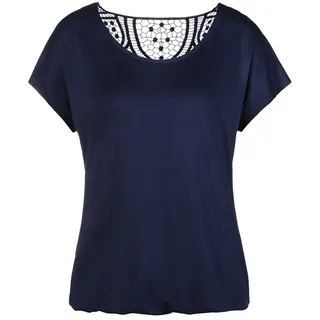 VIVANCE Kurzarmshirt »mit Häkelspitze am Rücken« aus weichem Viskose-Stretch, blau