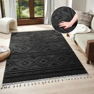 OTTO home Bonvo Fransenteppich 240 x 320 cm Schwarz