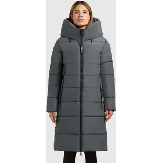 Steppmantel KHUJO "JILIAS6 MATT", Damen, Gr. L (40), grau (foam grün), Steppware, Obermaterial: 100% Polyester. Futter: 100% Nylon. Wattierung: 100% Polyester, unifarben, knielang, elastischer Bund, Mäntel Steppmantel, Steppware, kniefreier Schnitt, wärmend
