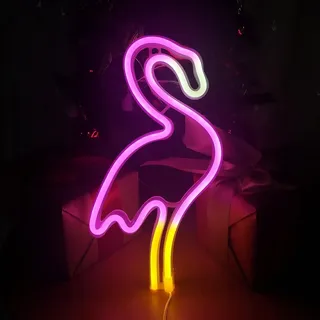 ENUOLI Flamingo Neon Led Lights Signs USB oder batteriebetriebene | Light Sign Lampe für Wanddekor Nachtlicht Home Party Weihnachten Kinder Geschenk, Weiß/Rosa/Orange