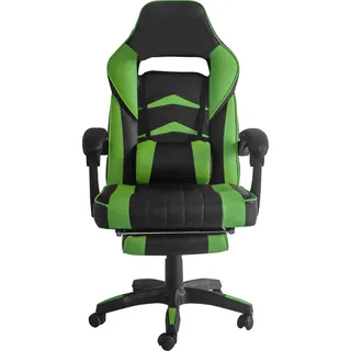 Aga Spielstuhl, Bürostuhl, Drehbarer Spielstuhl, Gamingstuhl, Racing Schreibtischstuhl,Chefsessel mit Fußstütze Schwarz - Grün - Grün