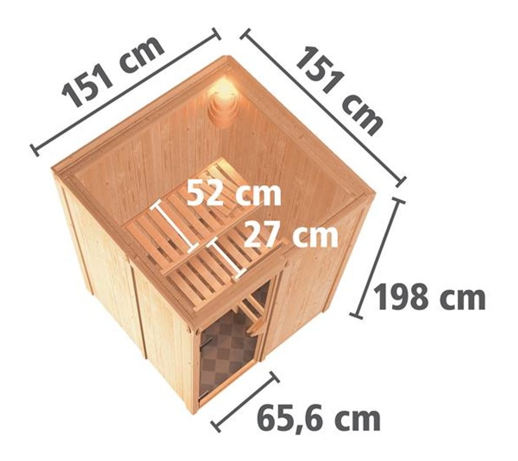 Bild von Sauna Minja 68mm 230V Saunaofen 3,6kW extern moderne Tür