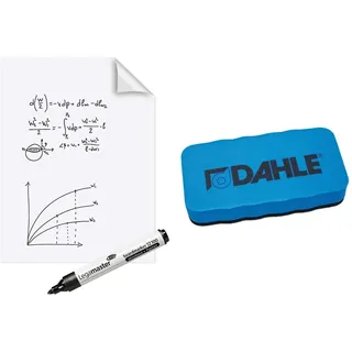Legamaster Magic-Chart Whiteboard Folie - weiß - 80x60cm - inkl. 1 Boardmarker - 25 Folienblätter auf einer Rolle & Dahle Whiteboard Schwamm (Magnetischer Wischer für Trockenreinigung) blau