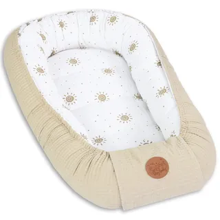 Babynest Neugeborene Nestchen Baby 90x50 cm - Kokon Handmade zweiseitig aus Baumwolle Waffel mit Babynestchen Sonne