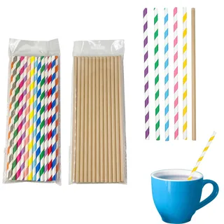 Yicoovey 50 Stück Papiertrinkhalme, biologisch abbaubare Papierstrohhalme zum Trinken von Cocktails, Kaffee, Kaltgetränken, bunte Strohhalme, Barpartys, Geburtstage, Hochzeiten