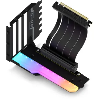 EZDIY-FAB Vertikale GPU-Halterung mit High-Speed 4.0 Riser-Kabel,ARGB-Modul,115mm/4.52in Flexible Verlängerung,90-Grad-Stecker,nur Kompatibel zu Voll-geöffneten PCIe-Steckplätzen-Schwarz-YIHPI344-2